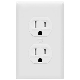 Enerlites 61580-TR-WWP-10PCS, Duplex Receptacle Outlets and Wall Plates Bundle, Tamper-Resistant Electrical Receptacle, 15A 125V, Self-Grounding, 2-Pole, UL Listed, White (10 Pack)