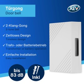 REV REV Trgong - Doppelklang-Gong, 4,5V DC, 8-12VAC/0,5A, bis 83dB, wei?