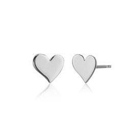 Vanbelle Sterling Silver Jewelry - Rhodium Plated with 925 Stamp - Heartshape Stud Earring - lightweight Elegant handcrafted for Women - Valentine's Silver Stud Collection