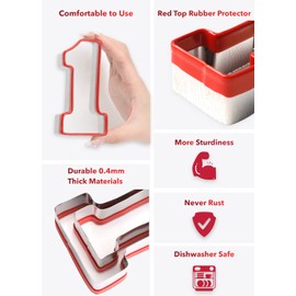 3Pcs Number One Cookie Cutters 5", 4", 3", 1 Cookie Cutter Set, Biscuit Cutter, 0.4MM Thickness Heavy Duty Food-Grade Stainless Steel, Coated with Soft PVC for Protection