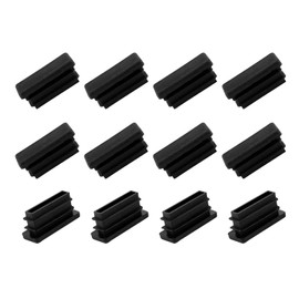 METALLIXITY Rectangle End Caps (30 x 10mm) 12Pcs, Plastic Rectangle Tube Inserts Threaded End Blanking Caps Protector - for Furniture Table Chair Legs, Black