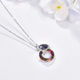 TANGPOET Turtle Gifts Turtle Necklace with Crystal Abalone Shell Turtle Pendant Ocean Theme Pendant Jewellery for Women Girls Birthday Gifts, Sterling Silver, Ocean