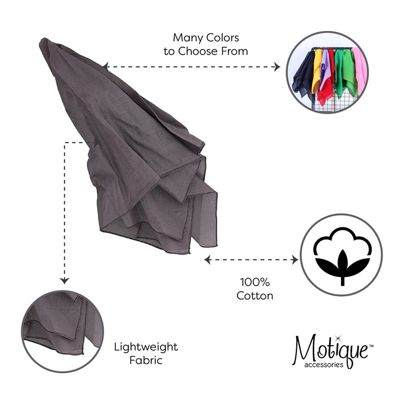 Motique Accessories Extra Large Solid Bandana 27x27 Inch (Grey)