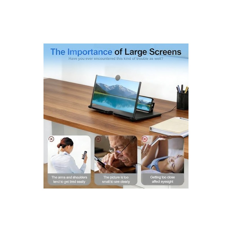 Phone Screen Magnifier, 10" Mobile Phone Magnifier Projector Screen, Pull-Out