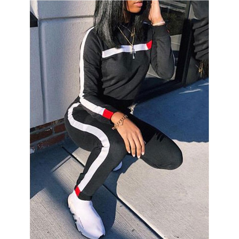 KANSOON Sudadera de dos piezas con cuello redondo y pantalones