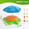 HYES Turtle Sandbox with Lid, Sand Pit with Adjustable Umbrella