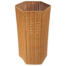 HOLIDYOYO Woven Umbrella Stand Basket with Drainage Tray 15.55In Hexagonal Rattan Storage Bucket for Entryway Umbrella Holder and Yoga Mat Organizer