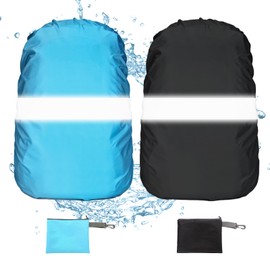BDSHUNBF 2 Pack Waterproof Rain Cover for Backpack, Reflective Waterproof Backpack Rain Cover, Waterproof Rucksack Cover Rainproof Protector for Outdoor Hiking Riding Climbing, M 40L-50L