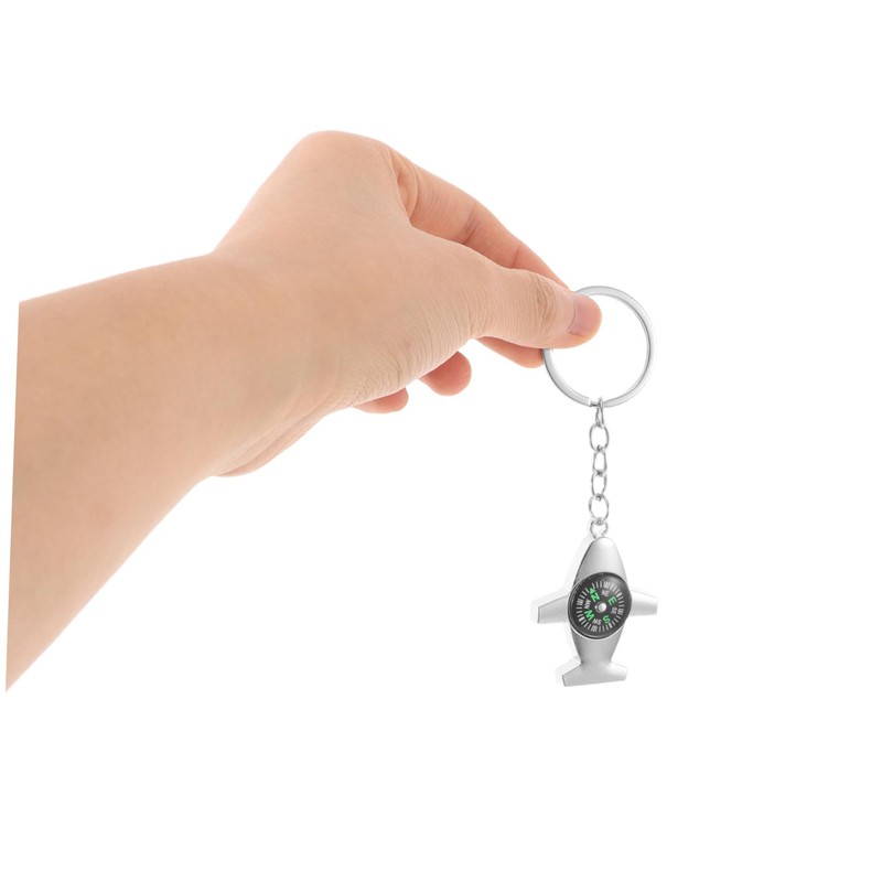 Sosoport 2pcs Compass Quote Keychain Airplane Compass Keychain for Survival