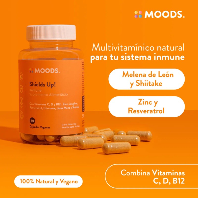 Moods | Multivitamínico Natural - Adaptógeno Melena de León y