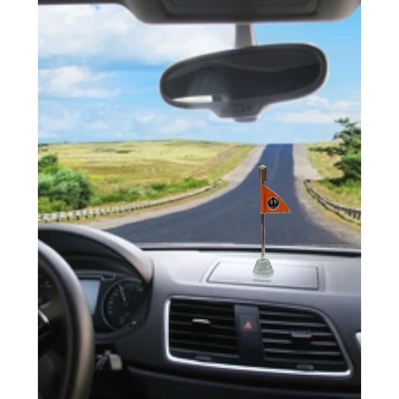 Khanda (Nishan Sahib) Flag for Car Dashboard and tabletop -