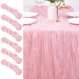 Dlpafzy Cheesecloth Table Runner 10ft Boho Gauze Rustic Cheese Cloth Table Runner for Baby Shower Wedding Bridal Party Easter Spring Summer Home Decorations Blushing Pink 6pcs