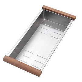 STARSTAR Stainless Steel Colander For Workstation Kitchen Sink (Wood Cover, 13.5 W - 7.7/8 L)