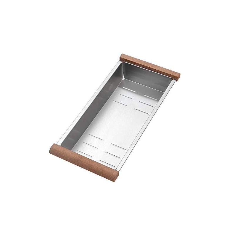 STARSTAR Stainless Steel Colander For Workstation Kitchen Sink (Wood Cover,