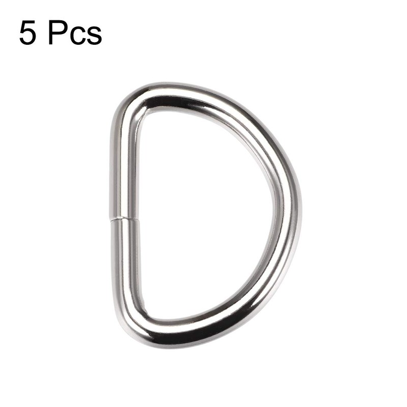 sourcing map 5pcs Metal D Ring 1.26"(32mm) D-Rings Buckle for