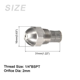 METALLIXITY Misting Nozzle (2mm/0.08") 1Pcs, Stainless Steel 1/4" BSPT Atomizing Misting Sprayer Nozzle - for Garden Watering Outdoor Cooling, Silver