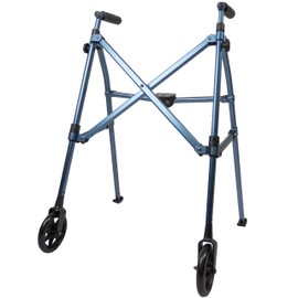 Able Life Comfortably Independent Stander Wonder Walker, Lightweight Foldable Space Saver Rolling Walker for Adults, Seniors, and Elderly, Compact Travel Walker with 6-inch Wheels and Ski Glides for Mobility Support, Cobalt Blue