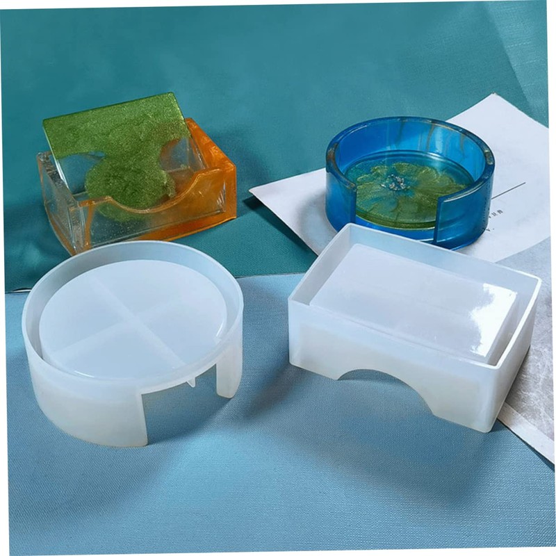 jojofuny 1 Set Coaster Molds for DIY Epoxy Resin Easy