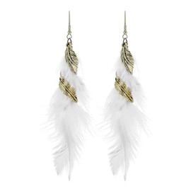 fdsmall Feather Earrings for Women Faux Feather Earrings Feather Bohemian Fringe Earrings Tassel Long Drop Dangle Earrings Set Ethnic Long Colourful Feather Fringe Earrings for Women, Feather, No