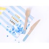 PartyDeco 18 Pastel Blue Wooden Cutlery - Dusty Blue