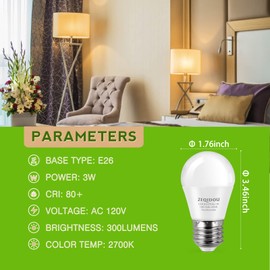 ZEQIDOU LED Light Bulbs 3W Equivalent 25/30 Watt Light Bulbs, A15 25W Soft White 2700K Energy Saving Low Watt LED Bulbs, 120v E26 Standard Base LED Bulbs for Home, 4 Pack