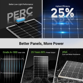 HQST 200 Watt（2 pack 100w） 12 Volt 9BB Cell Monocrystalline Solar Panel