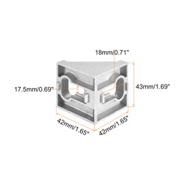 sourcing map 8Pcs Inside Corner Bracket Gusset, 42x42x43mm 4545 Angle Connectors for 4545/5050 Series Aluminum Extrusion Profile Silver