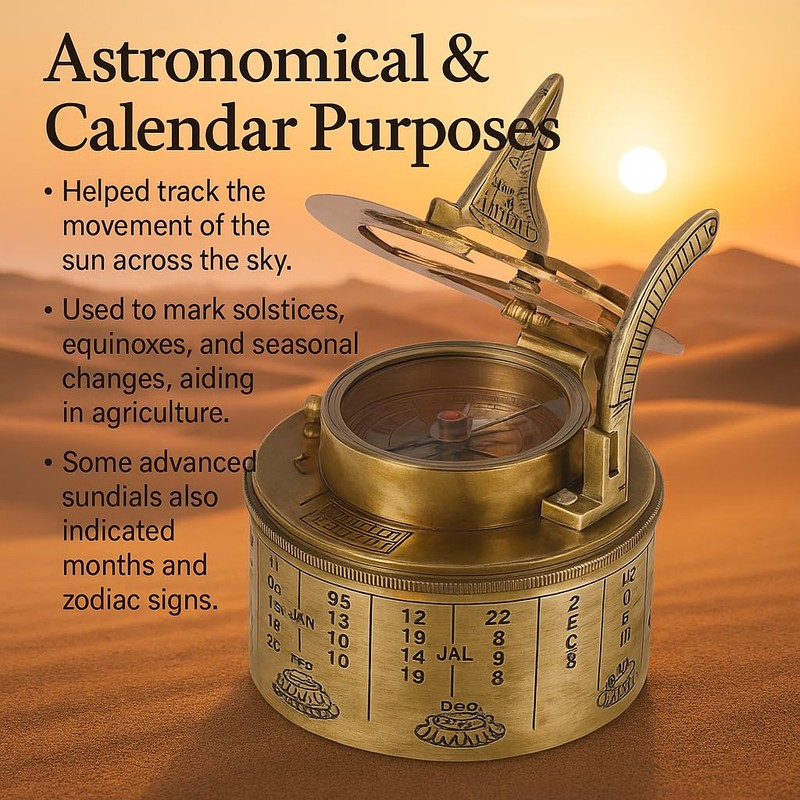 US HANDICRAFTS Vintage Compass Navigational Instrument - Marine Sundial Compass