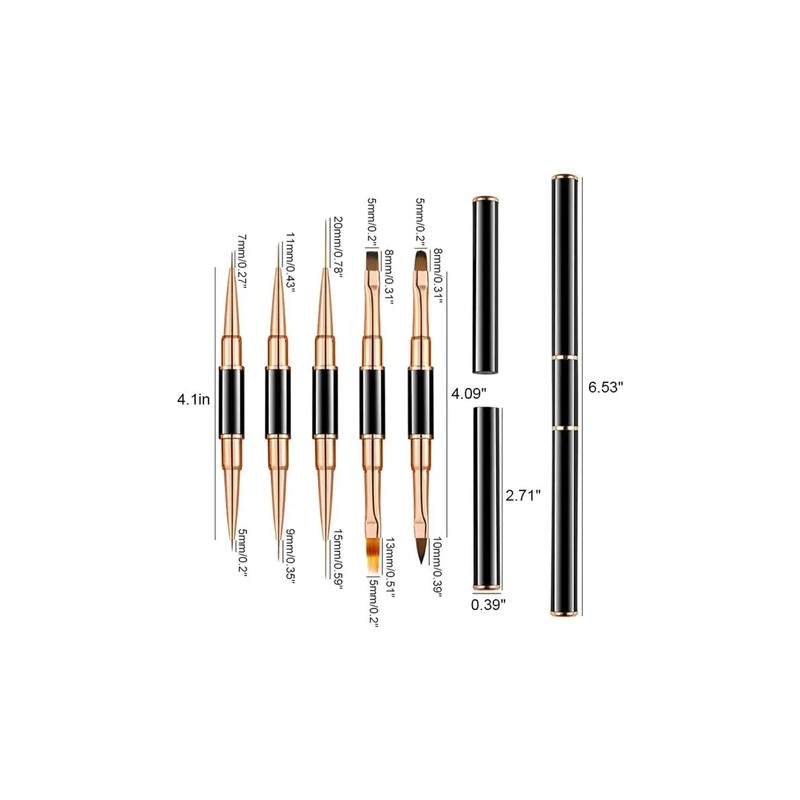 Set de 5 Pinceles de Uñas VABESSA para Acrílico, Doble