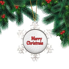 DOREENABE Metal Snowflake Christmas Ornaments Golf Ball Merry Christmas Funny Flat Keepsakes Custom Golf Ball Holiday Ornament for Home Christmas Tree Decorfor Friends Coworkers Employees Family