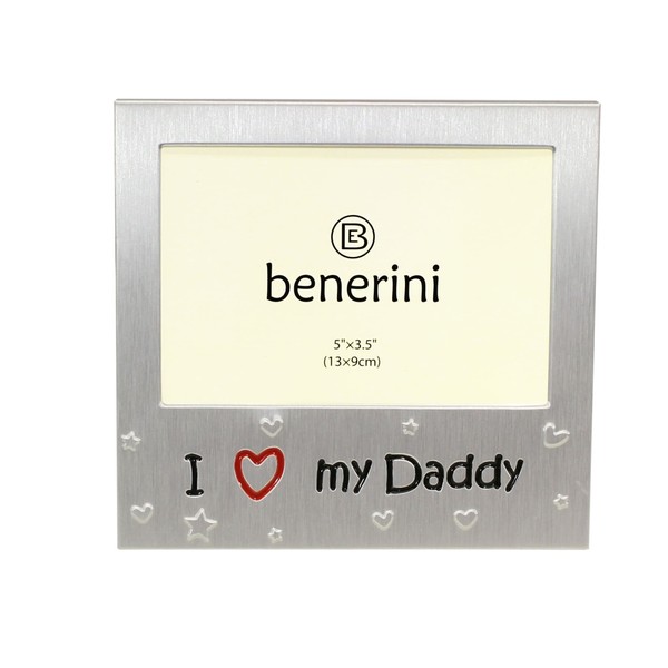 benerini ' I Love My Daddy ' - Photo Picture Frame Gift - 5 x 3.5 - Aluminium Silver Colour Gift for Him
