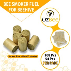 OZBEE Smoker Fuel Pellets | Natural Beekeeping Smoker Pellets Premium Eco-Friendly Bee Hive Smoker Fuel for Beekeeping Supplies | 108 Pcs - 54 Pcs Per Pack