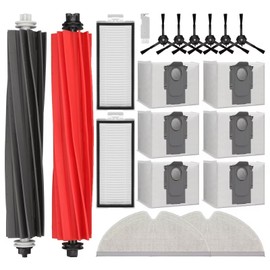 19PCS Parts for Roborock Q5 Pro/Q5 Pro+ Q8 Max Q8 Max+ Plus Robot Vacuum Replacement Accessories, 2 Main Roller Brush, 2 HEPA Washable Filter, 6 Dust Bag, 2 Mop Cloth,6 Side Brush,1 Cleaning Brush
