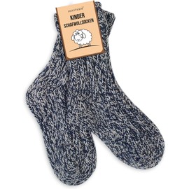 Normani Sheep’s Wool Winter Socks for Boys and Girls, 3 Pairs, Size 0 JNR to 5 UK (15 to 38 EU), multicolour, 35-38