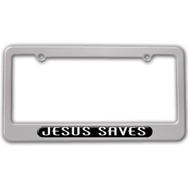 Graphics and More Jesus Saves - Religious License Plate Tag Frame - Color Silver