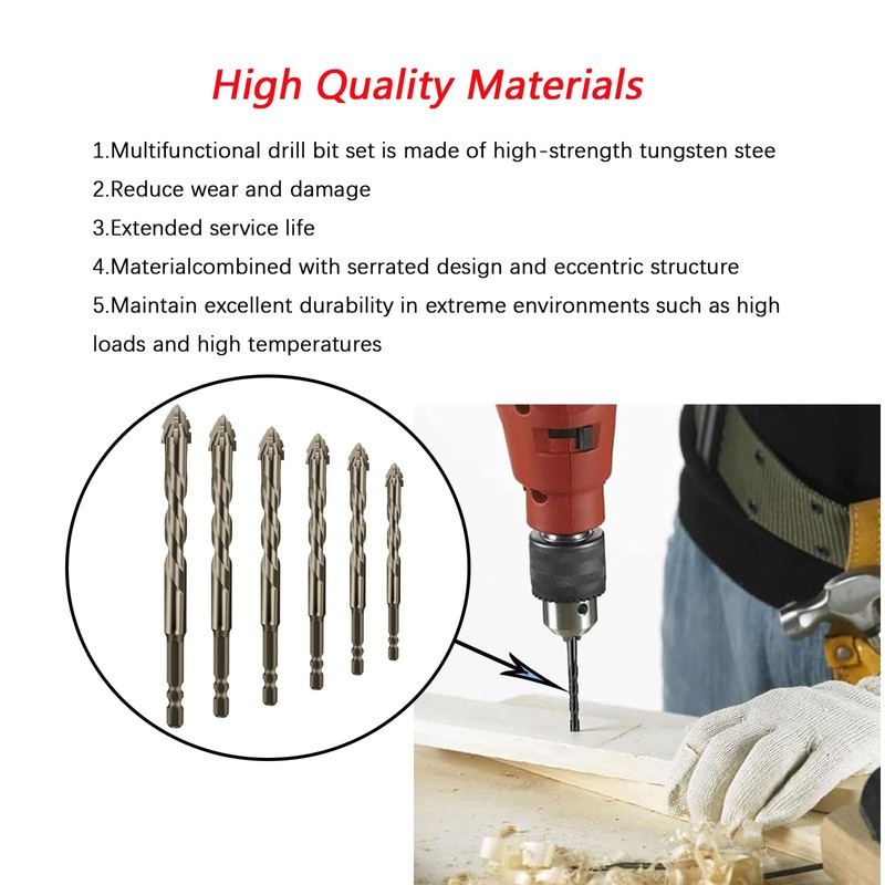 High Strength Eccentric Drill Bit,for Stone,Glass,Concrete,Wood,Brick,Metal,Four Bladed Serrated Eccentric Drill