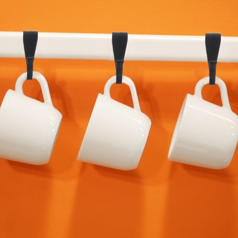 12pcs J Shaped Hook: Plastic Clip On Hanger - Kitchen
