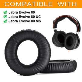Evolve 80 Ohrpolster – Defean Ersatz-Ohrpolster, kompatibel mit Jabra Evolve 80, Evolve 80 UC, Evolve 80 MS kabelgebundenes Headset, Schaumstoff, Ohrpolster inklusive Druckknöpfen