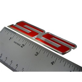 SS Super Sport RED Highly Polished Aluminum Silver Chrome Car Truck Engine Swap Badge Emblem for General Motors 454 S10 Cameo Xtreme Force Hugger Colorado Xtreme SSR Silverado Intimidator Trail Blazer Malibu Opala Acadian Caprice Lumina Astra Corsa Meriv