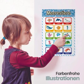 LIKARTO® 12 Educational Montessori Learning Posters A4 - Extra Thick Paper and Laminated on Both Sides - Basics 2, Learning Posters Primary School, Children Learning Aid