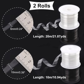NBEADS Clear Elastic Strap, 6mm/10mm Width 30m Total Frosted Plastic Stretchable Adjustable Cord for DIY Shoulder Bra Clothes Sewing Project
