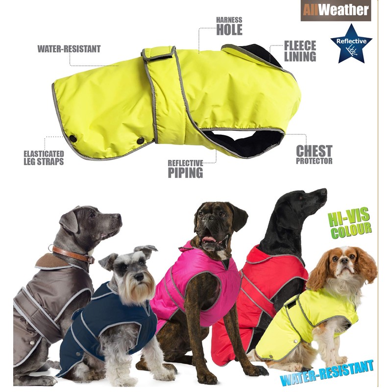 Ancol Muddy Paws All Weather Stormguard Coat . Hi-Vis. Size