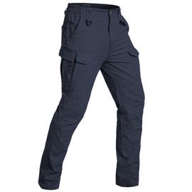 NAVEKULL Men's Tactical Pants Lightweight Stretch Flex Work Pants Cotton Relaxed Fit Cargo Pants Multi Pocket EDC Utility Construction Pants Military Combat Trousers Outdoor Hiking Pants Navy Blue