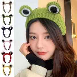 MinnowXY Knitted Big Eyes Hair Hoop Cartoon Animal For Frog Headband Theme Party Headdress Makeup Hair Accessories, Yellow