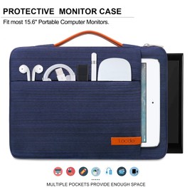 Lacdo 15.6 inch Portable Monitor Case for Most 15.6 inch Portable External Monitor, for Computer Laptop External Display Protective Carrying Sleeve Bag with Accessory Pocket, Blue