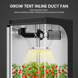 iPower 4 Inch 195 CFM Inline 8 Feet Ducting, Ventilation Equipment System Kit Combo for Greenhouse, Grow Tent, Basement, Kitchen, Black