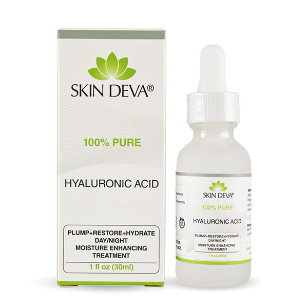 SKIN DEVA 100% Pure Hyaluronic Acid Serum For Face 1 oz of Discoloration Correcting Serum Anti Aging Anti Wrinkle Acid Locks in Essential Moisture Keeps Skin Hydrated Facial Serums For All Skin Types