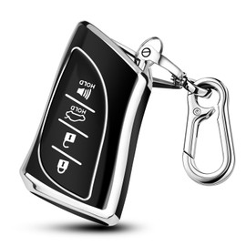 MILD EAST Key Fob Cover Fit for Lexus, 4 Buttons TPU Protection Key Case Compatible with 2018-2025 ES250 ES300h ES350 RX350 UX200 LS500 LS500H LC500 LC500h NX250 NX350 GX550 TX (Silver/Black)