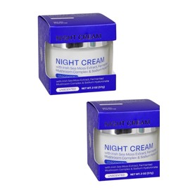 Night Cream with Irish Sea Moss Extract, Fermented Mushroom Complex, Unscented, 2 oz, Pack of 2