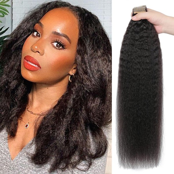 Kinky Straight Tape ins Hair Extensions Real Human Hair 60pcs